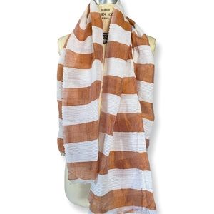 Copper and White Stripes large long scarf